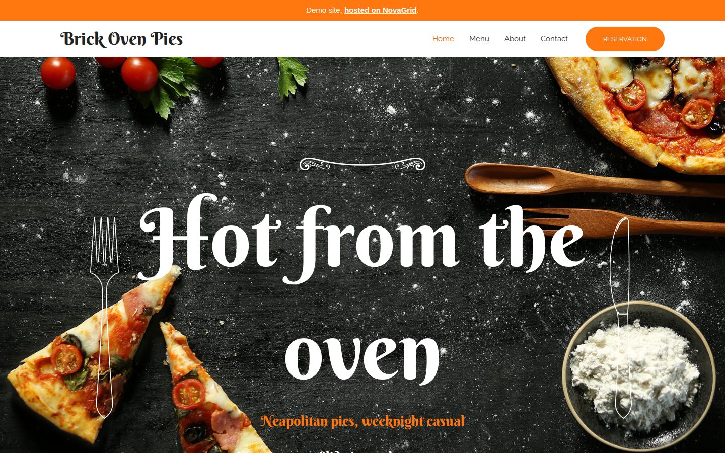 Brick Oven Pies restaurant demo homepage